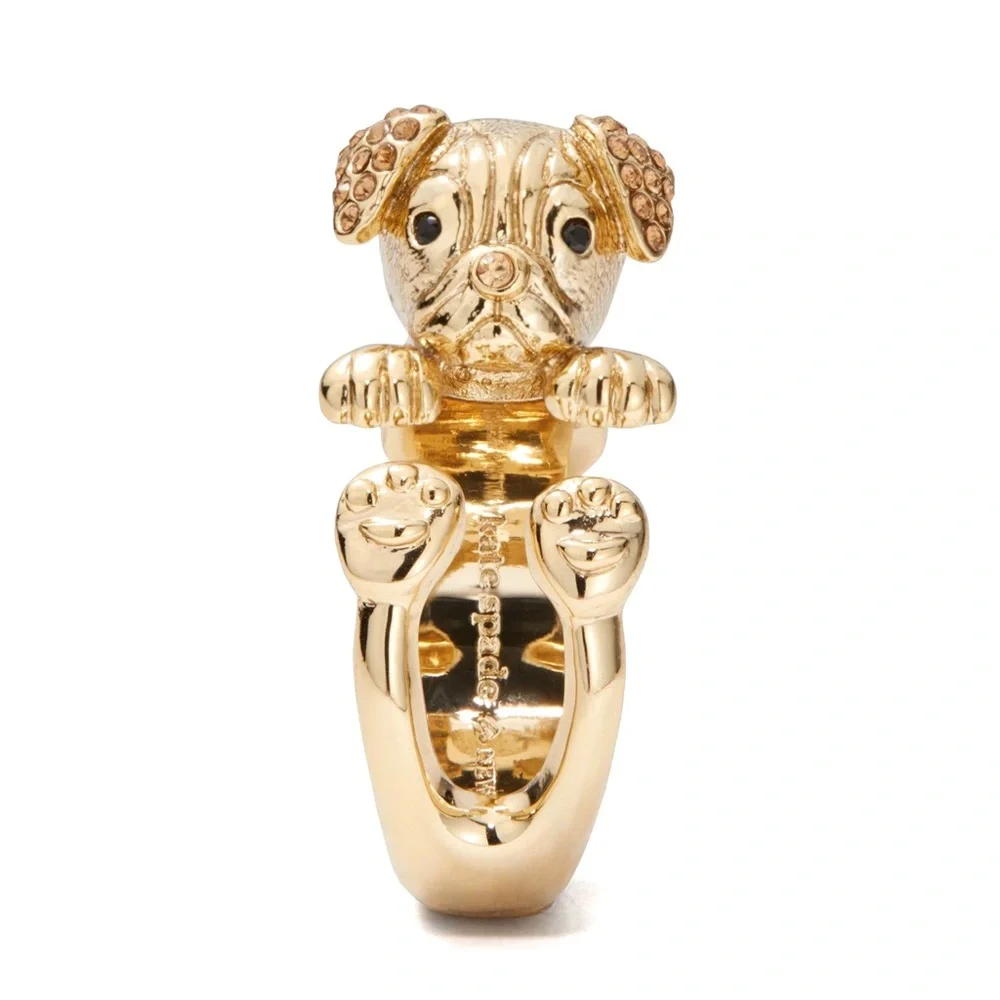 KATE SPADE • Gold Puppy Wrap Crystal Ring